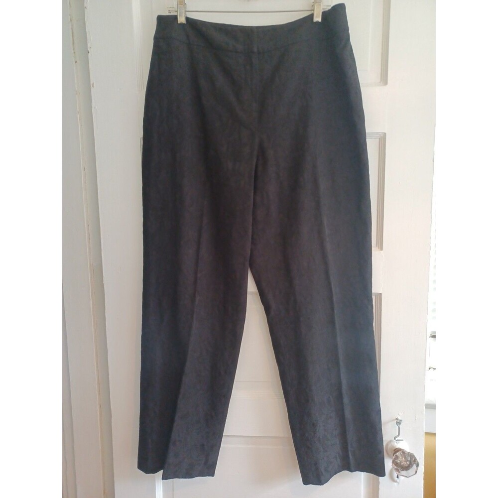 Talbots vintage black jacquard trousers 14 straight leg dress pants party holida